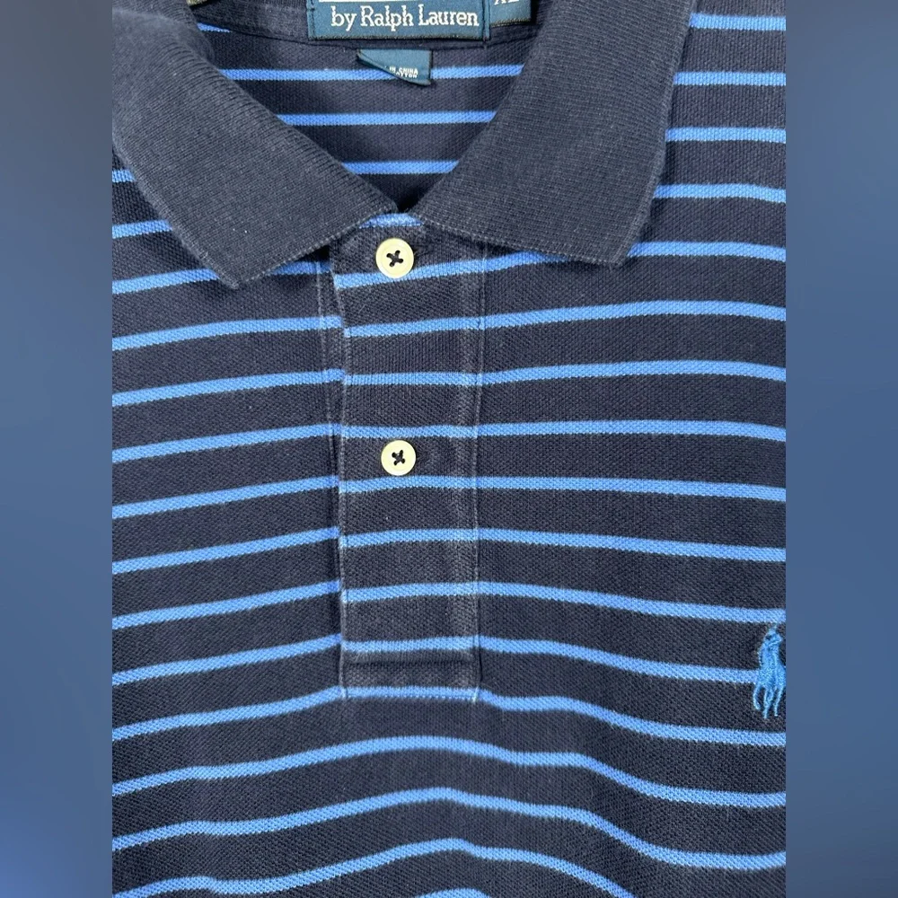 Polo Ralph Lauren Striped Polo Shirt Men’s XL Navy Blue Short Sleeve Classic Fit